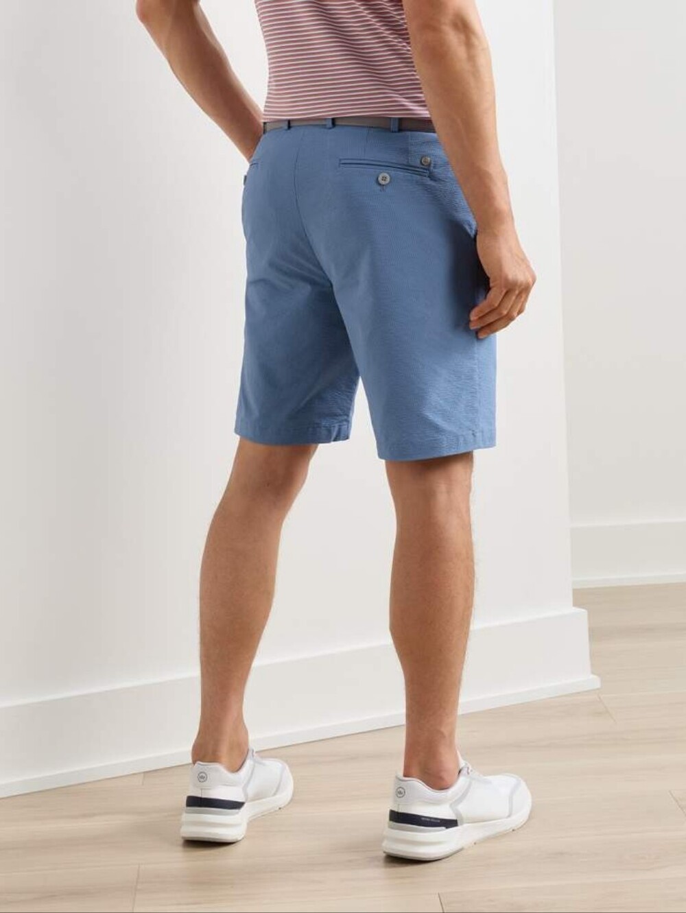 Peter Millar Crown Crafted Matlock Seersucker Performance Shorts Size 38 Blue